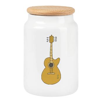 gitarre - Keksdose mit Holzdeckel - Weiß - Vorne