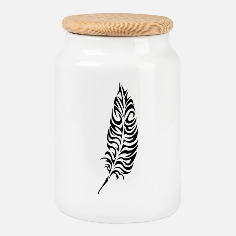 Feather-2 - Keksdose mit Holzdeckel - Weiß