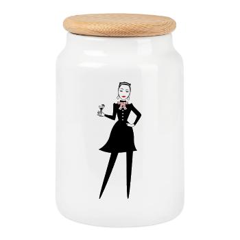 HANKA DE LA FÊTE - Boîte à biscuits avec couvercle en bois - blanc - Devant