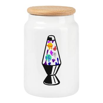 Univers Lavalamp Univers Lampe à lave - Boîte à biscuits avec couvercle en bois - blanc - Devant