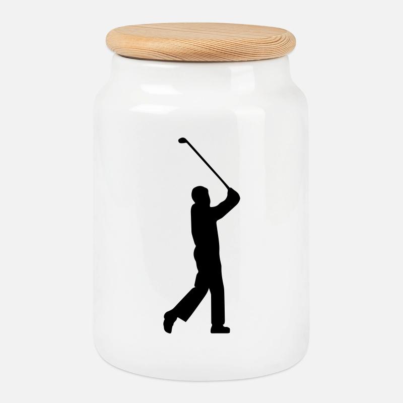 Golfeur - Boîte à biscuits avec couvercle en bois - blanc