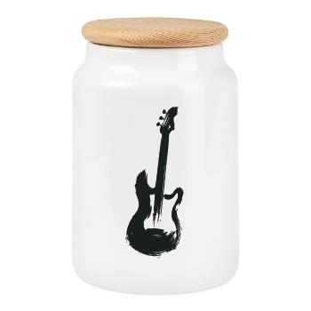 electric guitar - Cookie Jar with Wooden Lid - white - Front