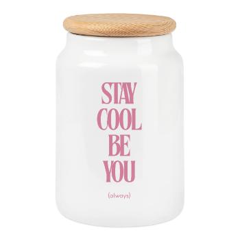 Stay Cool Be You Always - Cookie Jar with Wooden Lid - white - Front