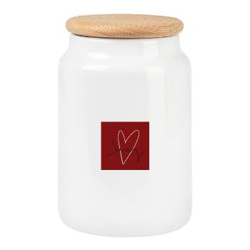 Signature Sexy Red Heart - Cookie Jar with Wooden Lid - white - Front