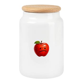 Politique sur les fruits - Pomme - Boîte à biscuits avec couvercle en bois - blanc - Devant