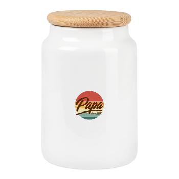 Vintage Retro Papa Since 2000 Fatherhood Sunset - Cookie Jar with Wooden Lid - white - Front