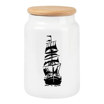 Ship - Boîte à biscuits avec couvercle en bois - blanc - Devant