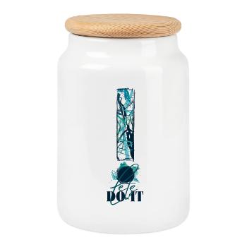 Let's Do It! Motivation! Einfach machen! Nur Mut! - Keksdose mit Holzdeckel - Weiß - Vorne