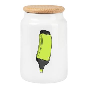 Highlighter Illustration - Cookie Jar with Wooden Lid - white - Front