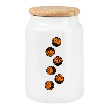 Basketball Icon - Cookie Jar with Wooden Lid - white - Front