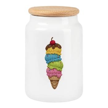 Eis - Cookie Jar with Wooden Lid - white - Front