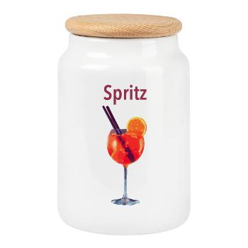 Spritz Glas Illustration - Keksdose mit Holzdeckel - Weiß - Vorne