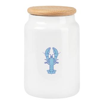 Blue Lobster Pop Art - Keksdose mit Holzdeckel - Weiß - Vorne