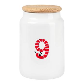 Numéro 9 Serpent Rouge Enfants - Boîte à biscuits avec couvercle en bois - blanc - Devant
