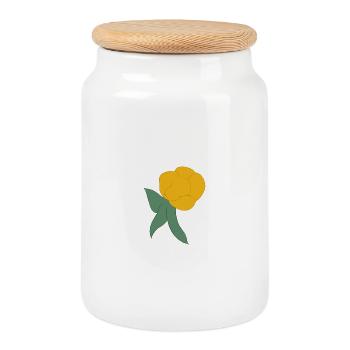 Plaquebière - Boîte à biscuits avec couvercle en bois - blanc - Devant