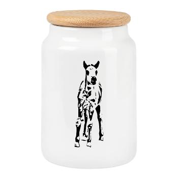 Chevaux T-shirt Cadeau Cavalier - Boîte à biscuits avec couvercle en bois - blanc - Devant