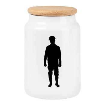 Construction Site Superintendent – Ground - Cookie Jar with Wooden Lid - white - Front