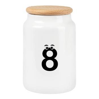 Number Eight 8 Kids Birthday Learning Math - Cookie Jar with Wooden Lid - white - Front