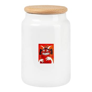 The Monster - Cookie Jar with Wooden Lid - white - Front