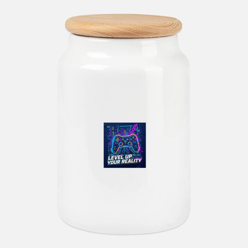 Level Up Your Reality Neon Controller - Keksdose mit Holzdeckel - Weiß