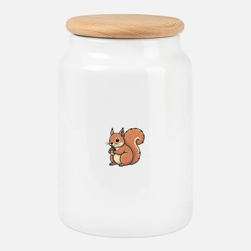 Eichhörnchen - Keksdose mit Holzdeckel - Weiß