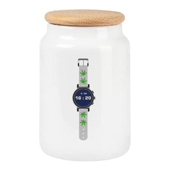 Temps du cannabis 420 - Boîte à biscuits avec couvercle en bois - blanc - Devant