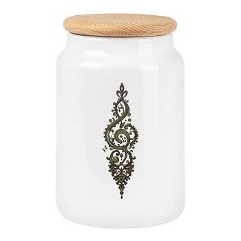 Ornate treble clef - Cookie Jar with Wooden Lid - white - Front