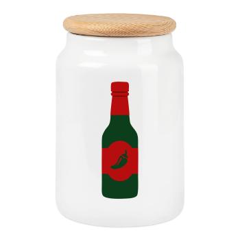 Hot Sauce Chili Sauce Spicy Food BBQ Crew - Cookie Jar with Wooden Lid - white - Front