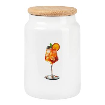 A delicious, summery cocktail - Cookie Jar with Wooden Lid - white - Front