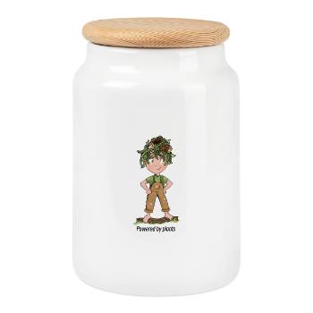 Powered by Plants - Cookie Jar with Wooden Lid - white - Front