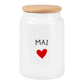 Werdende Mutter May – Baby unterwegs ❤️ - Keksdose mit Holzdeckel - Weiß - Vorne