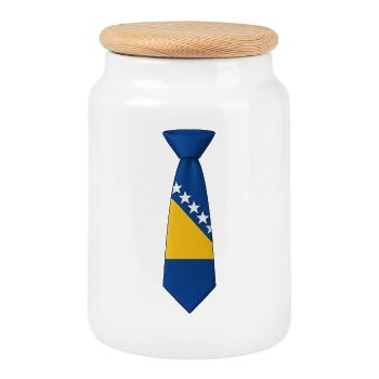 Bosnia Tie - Cookie Jar with Wooden Lid - white - Front