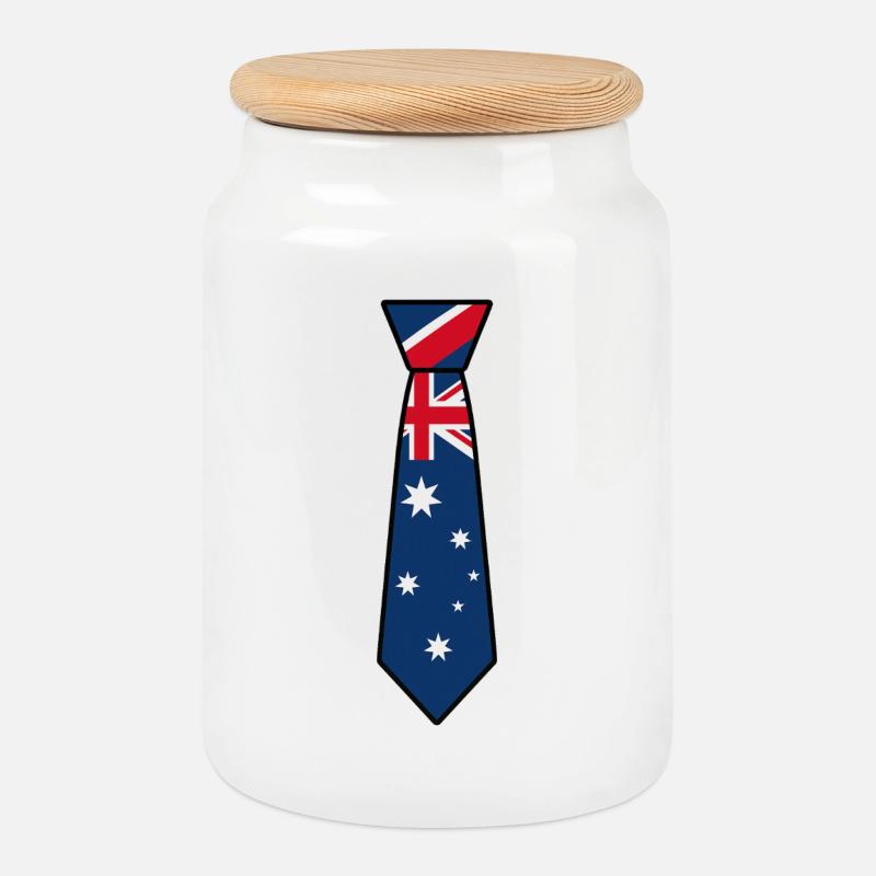 Cravate Australie – Conception du drapeau - Boîte à biscuits avec couvercle en bois - blanc