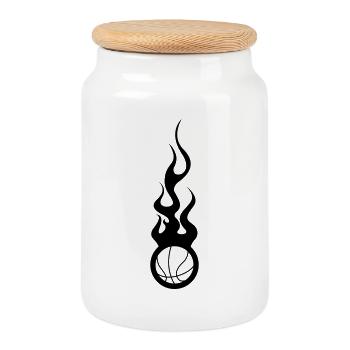 Basketball / Basketball / Basktet-Ball / Sports - Cookie Jar with Wooden Lid - white - Front