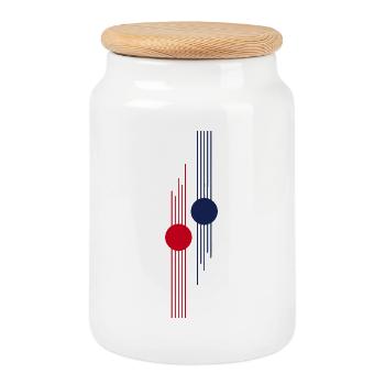 Impulsion géométrique rouge-bleu - Boîte à biscuits avec couvercle en bois - blanc - Devant