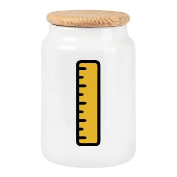 Ruler Math Geometry School - Cookie Jar with Wooden Lid - white - Front