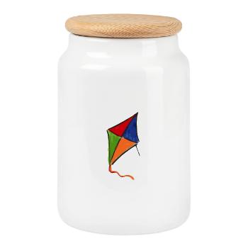 drachen kite - Keksdose mit Holzdeckel - Weiß - Vorne