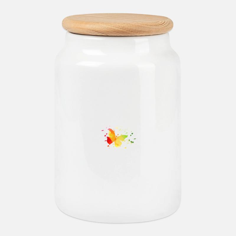 Schmetterling - Keksdose mit Holzdeckel - Weiß