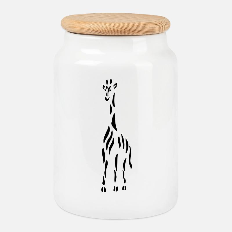 Giraffe - Keksdose mit Holzdeckel - Weiß