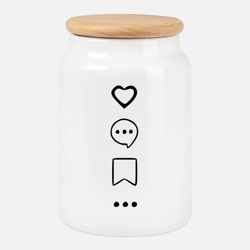 Avi Collection – Icônes sociales - Boîte à biscuits avec couvercle en bois - blanc
