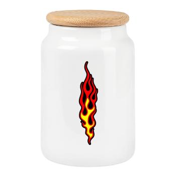 flammen - Boîte à biscuits avec couvercle en bois - blanc - Devant
