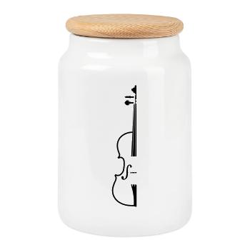 violon - Boîte à biscuits avec couvercle en bois - blanc - Devant