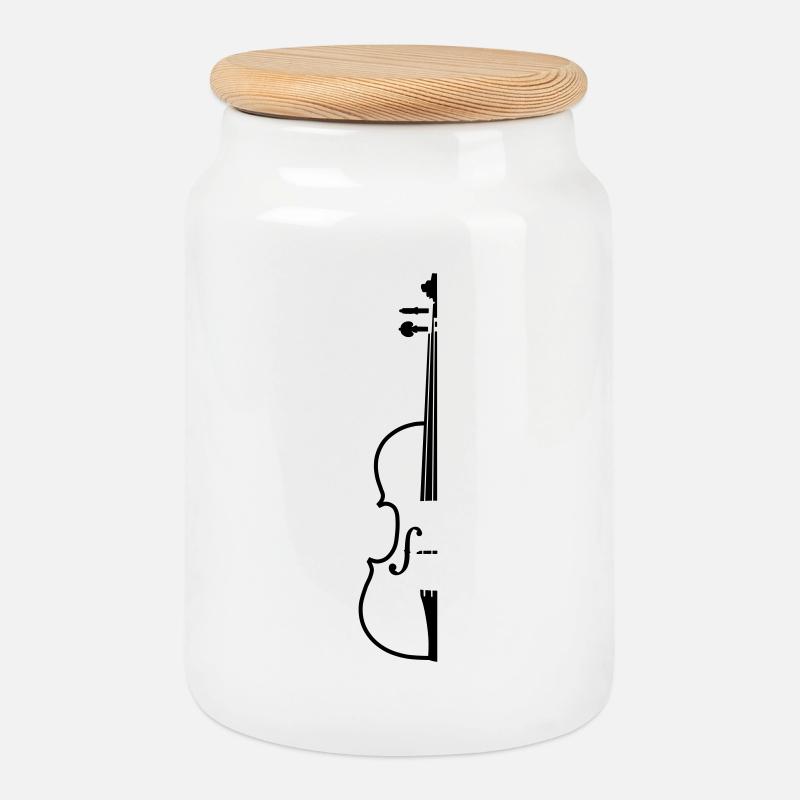 violin - Cookie Jar with Wooden Lid - white