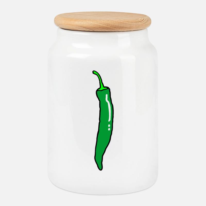 Hot chilli pepper chilli peppers - Cookie Jar with Wooden Lid - white