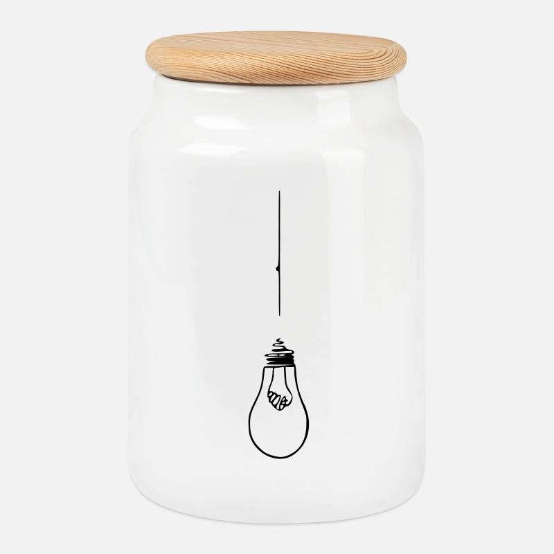 Lamp light bulb tie - Cookie Jar with Wooden Lid - white