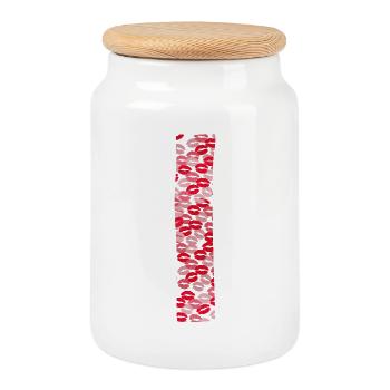 Letter I - Kiss t-shirt - Cookie Jar with Wooden Lid - white - Front