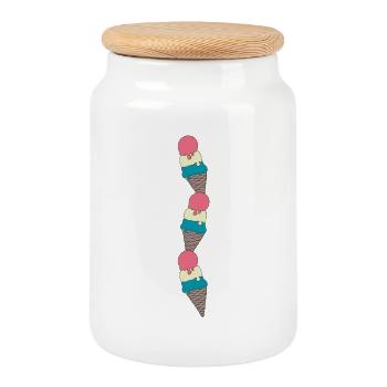 Eiscreme Muster in Pastellfarben - Cookie Jar with Wooden Lid - white - Front