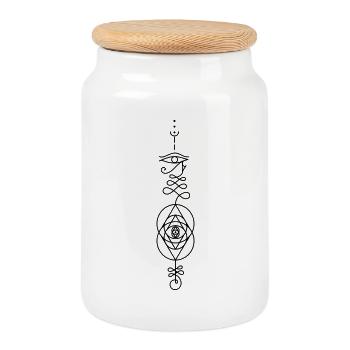 RA Totem – Egyptian Solar Energy - Cookie Jar with Wooden Lid - white - Front
