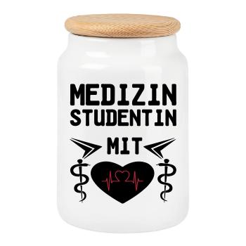 Medizinstudentin mit Herz Geschenk - Keksdose mit Holzdeckel - Weiß - Vorne
