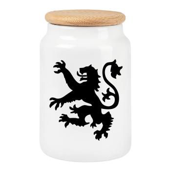 Scottish Lion - Cookie Jar with Wooden Lid - white - Front